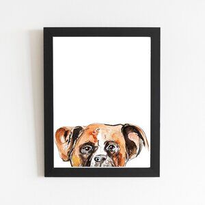 Boxer Dog Art Print, White and Tan Boxer Puppy, Cute Dog Wall Art and Poster